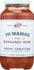 Yo Mamas Foods: Sauce Tomato Burgndy Wine, 25 Oz