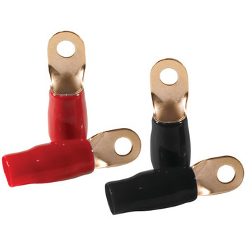 4-Gauge 5/16" Ring Terminals, 4 pk (Gold Plated, 2 Red & 2 Black)