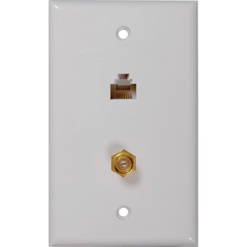 CAT-5E/6 F & Coaxial Connector Wall Plate