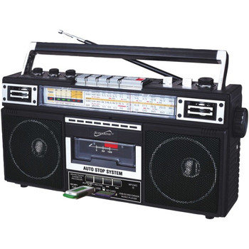 Retro 4-Band Radio and Cassette Player with Bluetooth(R) (Black)
