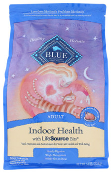 Blue Buffalo: Indoor Health Adult Cat Food Chicken And Brown Rice Recipe, 5 Lb