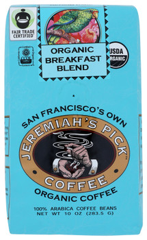 Jeremiahs Pick Coffee: Coffee Whole Bean Breakfast Organic, 10 Oz