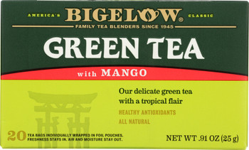 Bigelow: Green Tea With Mango Healthy Antioxidants 20 Tea Bags, 0.91 Oz