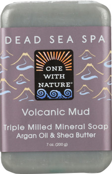 One With Nature: Volcanic Mud Triple Milled Mineral Bar Soap Argan Oil & Shea Butter, 7 Oz