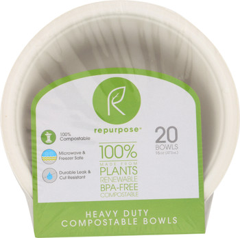 Repurpose: Eco-friendly Tree Free Paper Bowls, 20 Count