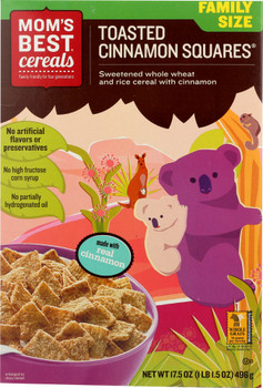 Moms Best: Toasted Cinnamon Squares Cereal, 17.5 Oz