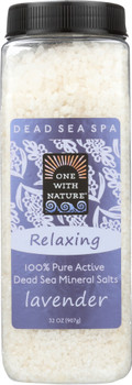 One With Nature: Relaxing Lavender Dead Sea Mineral Bath Salt, 32 Oz