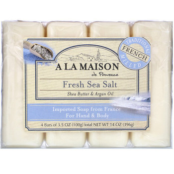 A La Maison: Fresh Sea Salt Bar Soap 4 Bars Value Pack, 14 Oz