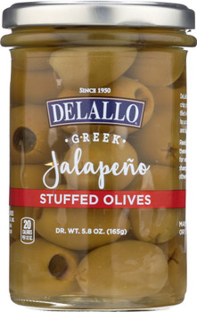 Delallo: Jalapeno Stuffed Green Greek Olives, 5.8 Oz