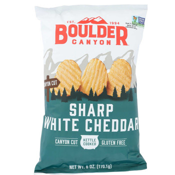 Boulder Canyon: Canyon Cut Sharp White Cheddar Kettle Cooked Chips, 6 Oz