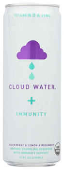 Cloud Water Immunity: Organic Blackberry & Lemon & Rosemary Sparkling Water, 12 Fo