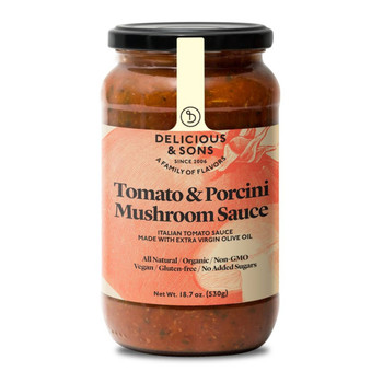 Delicious And Sons: Tomato And Porcini Mushroom Sauce, 18.7 Oz