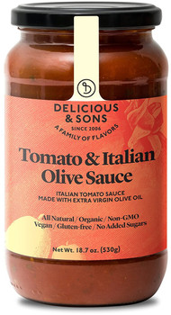 Delicious And Sons: Tomato And Italian Olive Sauce, 18.7 Oz