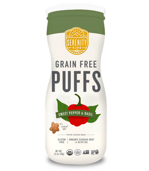Serenity Kids: Sweet Pepper And Basil Grain Free Puffs With Olive Oil, 1.5 Oz
