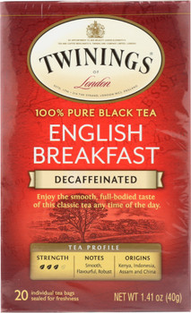 Twinings Of London: Classics English Breakfast Tea Naturally Decaffeinated, 20 Tea Bags, 1.41 Oz