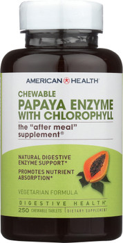 American Health: Papaya Enzyme With Chlorophyll Chewable, 250 Tablets