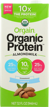 Orgain: Organic Protein Almond Milk Unsweetened Vanilla, 32 Oz
