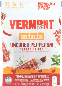 Vermont Smoke: Minis Uncured Pepperoni Turkey Sticks, 3 Oz