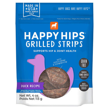 Happy Hips: Dog Treat Duck Grilled Strips, 4 Oz