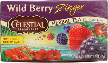 Celestial Seasonings: Wild Berry Zinger Herbal Tea Caffeine Free 20 Tea Bags, 1.7 Oz