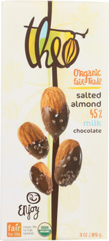 Theo Chocolate: Organic Milk Chocolate With Salted Almonds Bar, 3 Oz