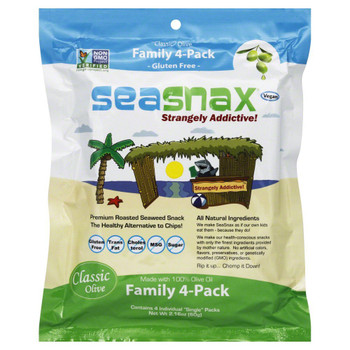 Sea Snax: Seaweed Snack Classic Olive Oil Organic Pack Of 4, 2.16 Oz