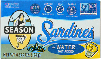 Seasons: Sardines In Water Salt Added, 4.375 Oz