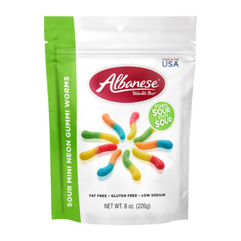 Albanese: Gummi Worm Mini Sour Neon, 8 Oz