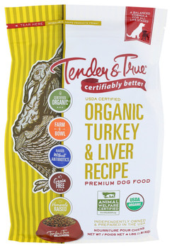 Tender And True: Organic Turkey And Liver Dry Dog Food, 4 Lb