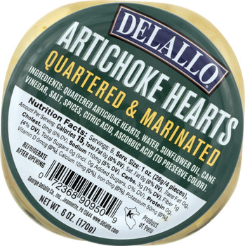 Delallo: Marinated Artichoke Hearts, 6 Oz