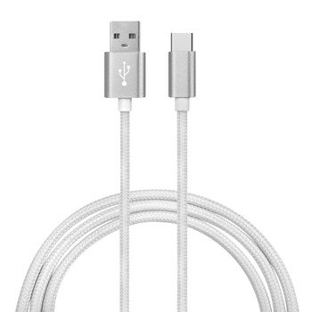 Charge and Sync Woven USB-C(TM) 2.0 to USB-A Cable, 10 Feet (White)