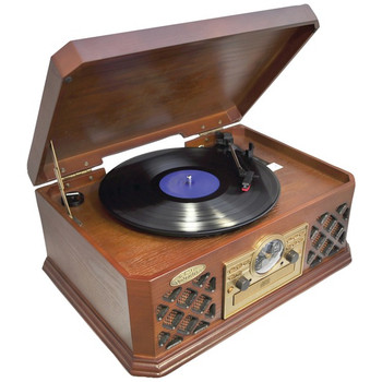 Retro Style Turntable with Bluetooth(R) CD Player & Cassette Deck