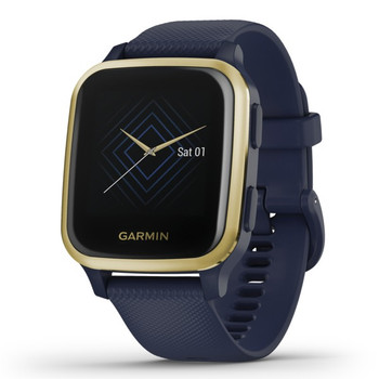 Venu(R) Sq Music Edition (Light Gold Aluminum Bezel with Navy Case and Silicone Band)