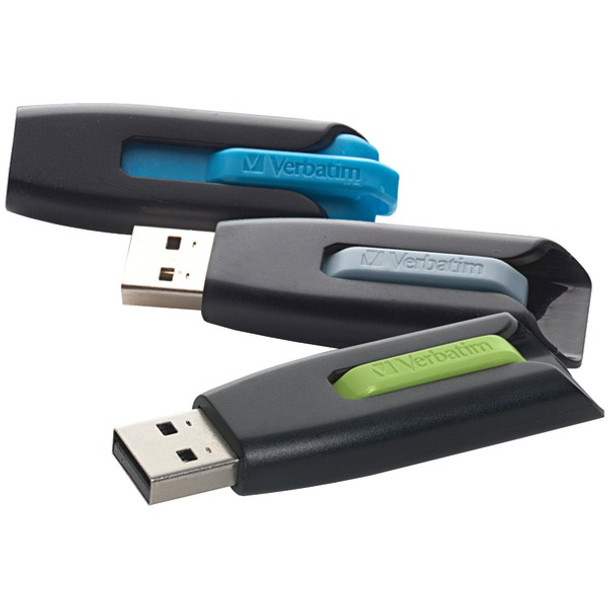 Store 'n' Go(R) V3 USB 3.0 Flash Drive (16GB; 3 pk; Blue/Gray/Green)