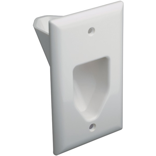 1-Gang Recessed Low-Voltage Cable Plate (White)