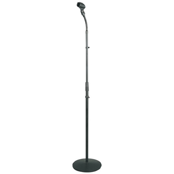 Universal Compact Base Microphone Stand with Adjustable & Pivotable Gooseneck