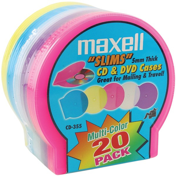 Slim CD/DVD Shell Cases, 20 pk (Assorted Colors)