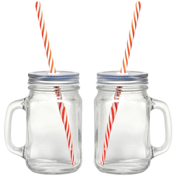 16-Ounce Mason Jar Mugs, 2 pk with Straws