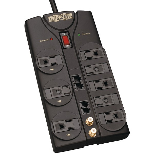 Protect It!(R) 8-Outlet Surge Protector (3,240 Joules; 10ft cord; Modem/coaxial/Ethernet protection)