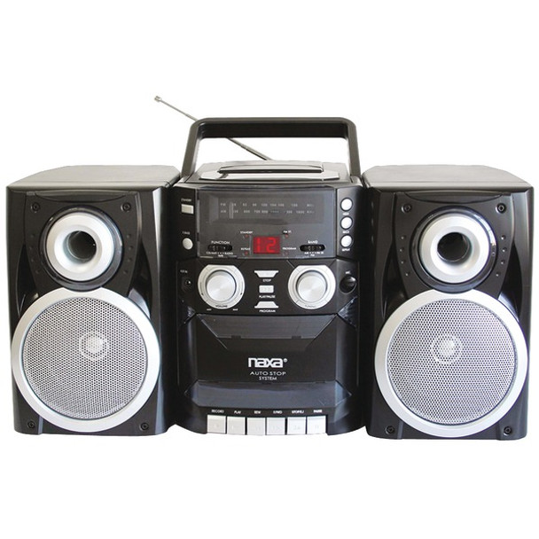 Portable CD Player with AM/FM Radio, Cassette & Detachable Speakers