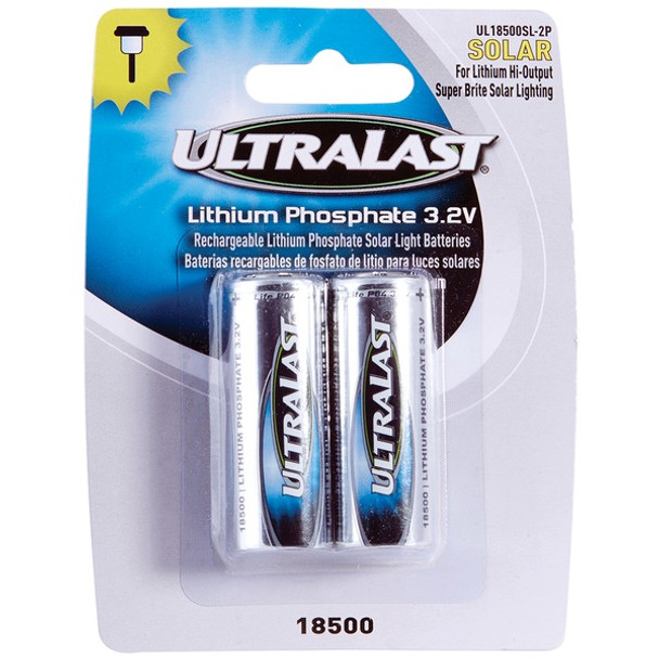 UL18500SL-2P 18500 Lithium Batteries for Solar Lighting, 2 pk