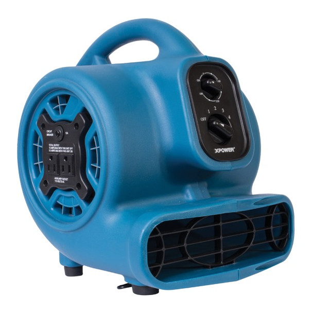 P-230AT 1/4 HP 925 CFM 3-Speed Mini Air Mover/Floor Dryer/Utility Blower Fan with Timer and Power Outlets