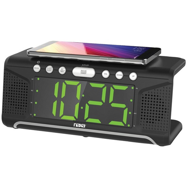 Dual Alarm Clock with Qi(R) Wireless Charging (1.8" Jumbo Display)