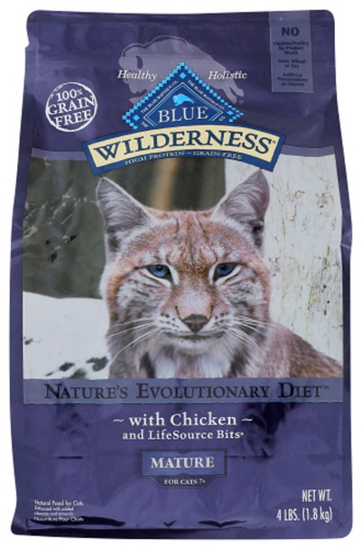 Blue Buffalo: Wilderness Mature Cat Food Chicken Recipe, 4 Lb