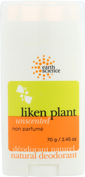 Earth Science: Deodorant Liken Plant Unscented, 2.45 Oz