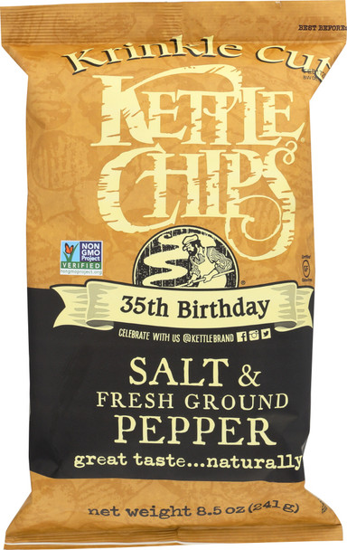 Kettle Brand: Salt & Fresh Ground Pepper Krinkle Cut Potato Chips, 8.5 Oz