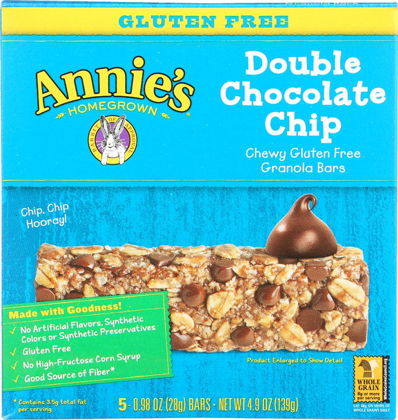 Annie's Homegrown: Double Chocolate Chip Granola Bars, 4.9 Oz