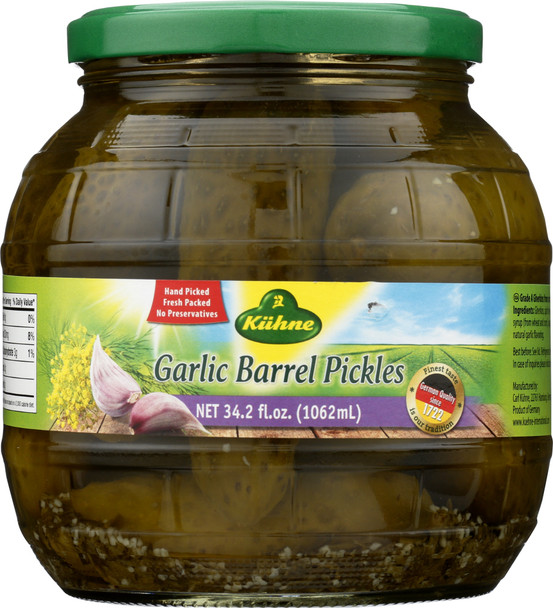 Kuhne: Garlic Barrel Pickles, 34.2 Oz