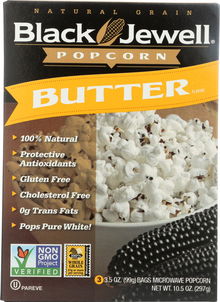 Black Jewell: Premium Microwave Popcorn Butter 3 Bags, 10.5 Oz