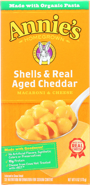 Annie's Homegrown: Shells And Real Aged Cheddar, 6 Oz